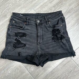 American Eagle Outfitters Black Ripped Jean Shorts